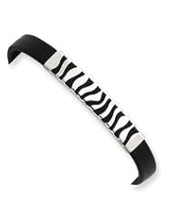 Sterling Silver Zebra Striped Black Rubber Bracelet QG1823-7"