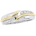 0.30 Carat H/SI2 Round Two Tone Diamond Wedding Band in 18k Yellow/White Gold