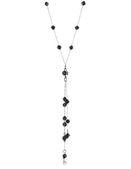 1928 Jewelry Jet Beaded Y Drop Necklace,16"+3 inch Extender