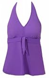 Solid Babydoll Halter Tankini Top - Women's Swimwear Plus Size Swimsuit