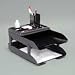 Deflecto 583004 Corporate Desk Trays, Metallic Black, 2 Trays, Organizer & Pencil Cup/Set