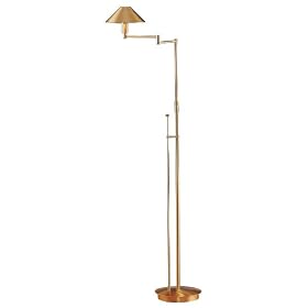 Holtkoetter Brushed Brass Small Shade Swing Arm Floor Lamp