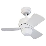 Monte Carlo 3TF24WH Micro 24, 24-Inch 3-Blade, Ceiling Fan, Damp Location, White Motor Finish and White Blades