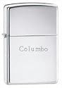 High Polish Chrome Engraved Zippo Lighter - Columbo