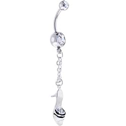Zebra Sandal Dangle Belly Ring