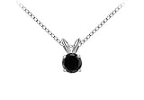 14K White Gold : Round Black Diamond Solitaire Pendant - 1.25 CT. TW.