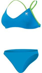TYR Women's Microback Workout Bikini - 2009 - Blue/Green - XL