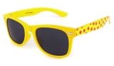 UrbanSpecs Sunglasses - Kids - Wayfarer / Frame: Yellow with Red Polka Dots Lens: Grey-NY3614YEL