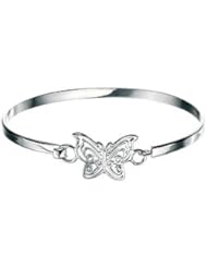 Girls Jewelry - Sterling Silver Diamond Filigree Butterfly Bangle