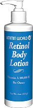 Vitamin World Retinol Body Lotion, 4 ounces, Vitamin A 100,000 IU Per Ounce