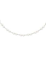 Sterling Silver 18in 6-6.5mm White Freshwater Cultured Pearl Necklace.