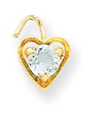 14k Gold March Birthstone Heart Charm