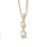 14K Yellow Gold 3-Stone D.50tw Diamond Necklace with 1
