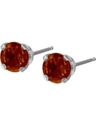 Genuine 2.5mm Garnet 14 Karat White Gold Round Baby Earrings