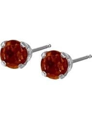 0.26Ct. Genuine 3mm Garnet 14 Karat White Gold Round Earrings