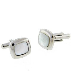 stainless Steel Mother of Pearl Men's Cufflinks