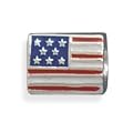 American Flag Story Bead Slide-on Charm Sterling Silver