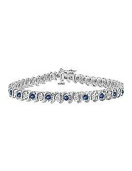 Sapphire and Diamond Tennis Bracelet : 18K White Gold - 4.00 CT TGW