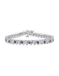 Sapphire and Diamond Tennis Bracelet : 18K White Gold - 5.00 CT TGW