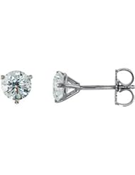 14K White Stud Earrings With Backs 1 Ct Tw Pair Si2-Gh Diamond Stud Earrings