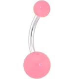 Pink Glow In The Dark Belly Button Ring