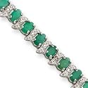 Sterling Silver Emerald and Diamond Bracelet