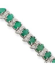 Sterling Silver Emerald and Diamond Bracelet