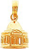 14K Gold 3D Jefferson Memorial Charm