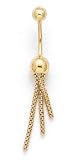 14K BELLY RING 3 DANGLING CHAIN ES-1250