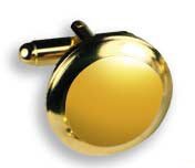 Cufflinks - Round Gold Trim with Yellow Stone