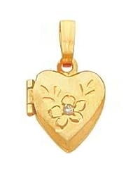 Gold Plated 0.01 ct Diamond Heart Locket 18"