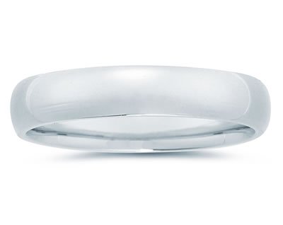 5 mm Plain Domed Comfort-Fit Men's Wedding Band in 18k White Gold
