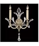 Fine Art Lamps 701850 Beveled Arcs 2 Light Wall Sconce in Muted Silver Leaf with Beveled Crystal Accents crystal