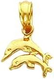 14K Gold Double Dolphin Charm
