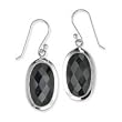 .925 Silver & Faceted Onyx Oval Dangle Earrings