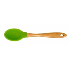 Island Bamboo SPN-370 Silicone Spoon, Dark Green Apple