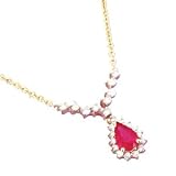14K .70 CT Pear Shape Ruby & Diamond Necklace
