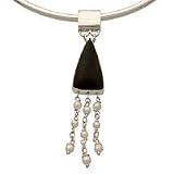 Pearl and Makassar ebony choker, 'Rainforest'