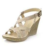 Suede Open Toe Strappy Wedge Sandals