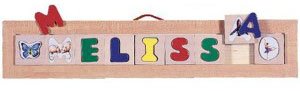 Childrens Toyshop  Toys : NINE BLOCK NAME BOARD MAGNETIC PUZZLE & 9 LETTER OR OBJECT BLOCKS by Melissa & Doug