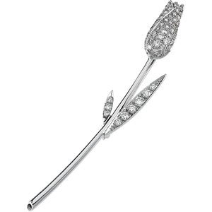 14K White Gold Diamond Brooch by