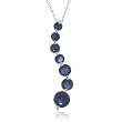 Blue Sapphire Journey Pendant Necklace Solid White Gold 18 Inch