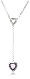 Image of Silver Ladies Ch1996 Faceted Purple Cubic Zirconia Heart Necklace 16