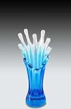 Vase bleu en cristal, 30 cm