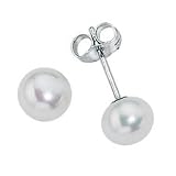 White Freshwater Pearl Set Stud Earrings In Sterling Silver.