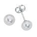White Freshwater Pearl Set Stud Earrings In Sterling Silver.