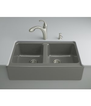 Kohler K-6534-4U-58 Hawthorne Apron-Front, Undercounter Kitchen Sink with Four-Hole Oversized Centers, Thunder Grey