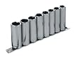 1/2 Deepwell Socket with Rail SAE - 9 Pieces