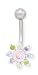 14 Gauge Multicolor CZ Flower Navel Ring