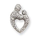 14k White Gold Heart .63ct. Diamond Mother Child Pendant